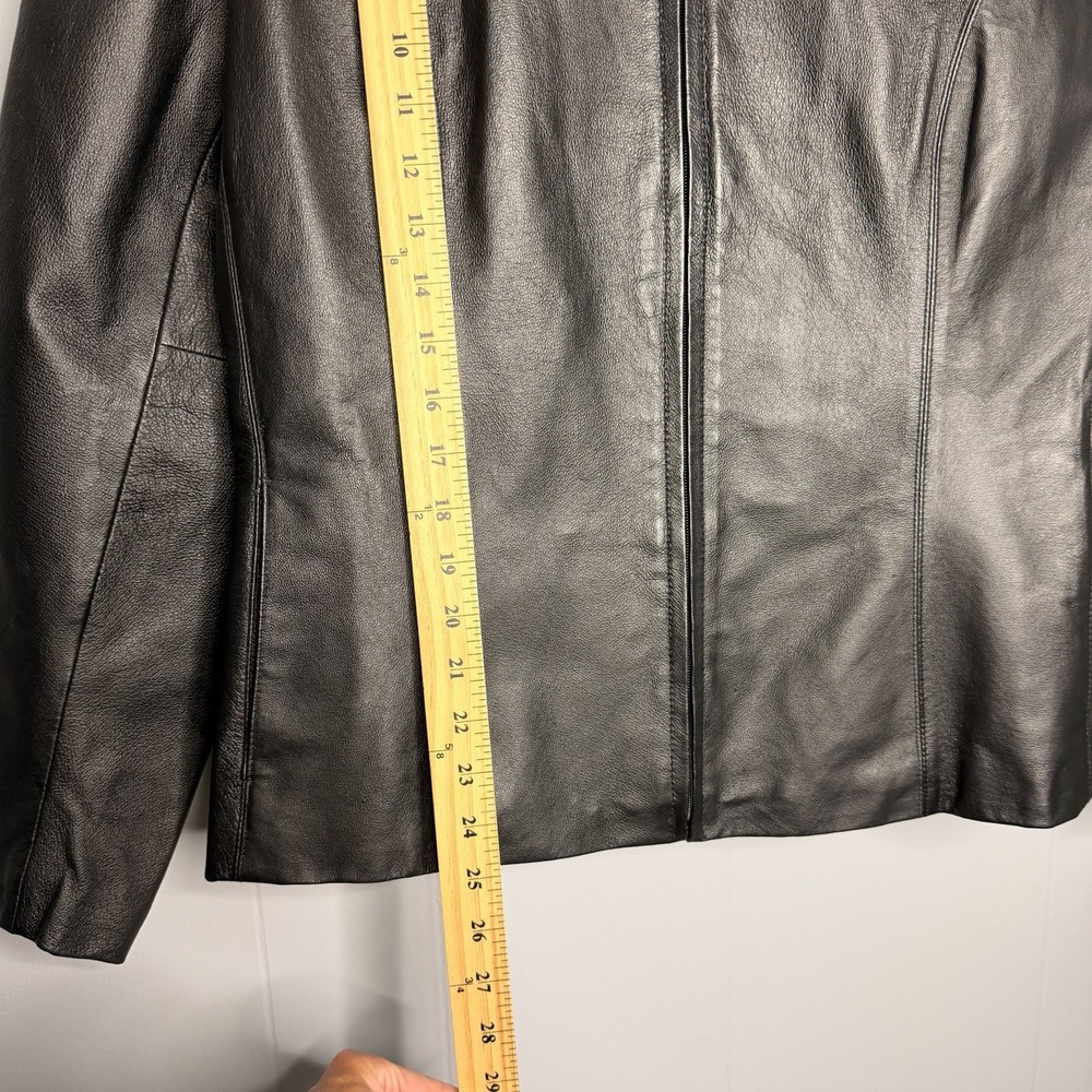 Vintage Worthington Women's Leather Jacket Size Large Black Zip Front Pockets - Picture 11 of 12